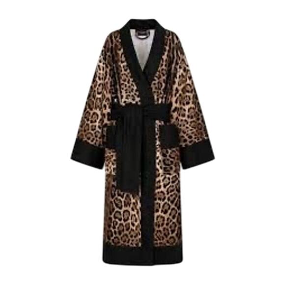 Dolce & Gabbana NWT Terry Cotton Bath Robe in Leopard Print Size M - Picture 1 of 11